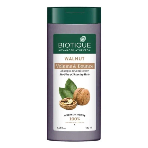 Biotique Walnut Volume & Bounce Shampoo & Conditioner / Биотик Шампунь И Кондиционер С Ореховым Маслом Для Придания Объема И Упругости 180 мл