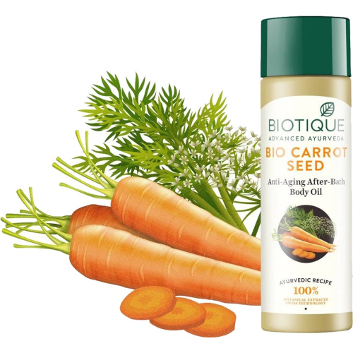 Biotique Carrot Seed Anti-Ageing After-Bath Body Oil / Биотик Морковное Омолаживающее Масло После Душа 120 мл фото 3