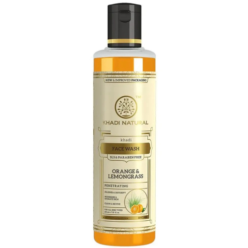 Khadi Natural Гель для лица "Апельсин и Лемонграсс" без парабенов и СЛС 210 мл