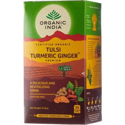 Organic India Tulsi Ginger Turmeric Tea / Органик Индия Чай Тулси, Имбирь, Куркума 25 Чайные пакетики фото 3