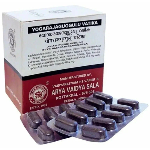 Arya Vaidya Sala YOGARAJA GUGGULU VATIKA / ЙОГАРАДЖ ГУГГУЛ 100 таб. фото 5