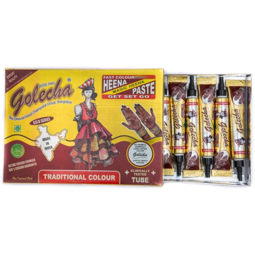 Golecha Хна в трубе Golecha (10 в упаковке), коричневый цвет