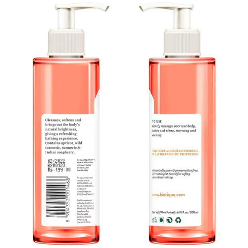 Biotique Apricot Refreshing Body Wash / Биотик Абрикововый Гель Для Душа 200 мл фото 3