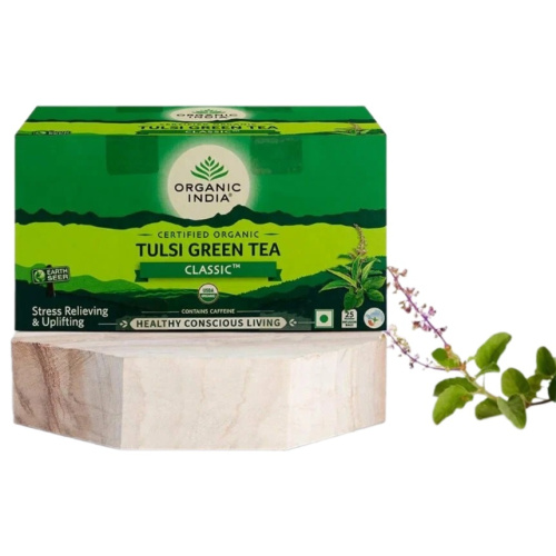 Organic India Tulsi Green Tea Classic / Тулси Зеленый Чай Классический со Священным Базиликом 25 Чайные пакетики