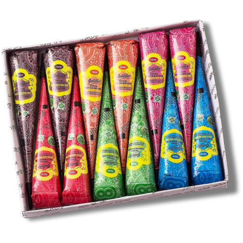 Golecha Набор цветной хны Golecha (12 конусов в упаковке) Разноцветный