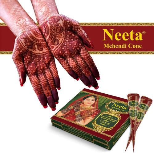 Neeta Хна для боди-арта (12 конусов в упаковке), коричневый цвет. Конусы Jumbo (30 г) фото 5