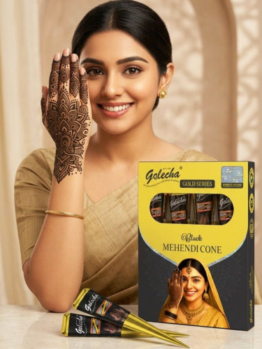 Golecha Хна в конусе (4 конуса в упаковке), черный цвет фото 4