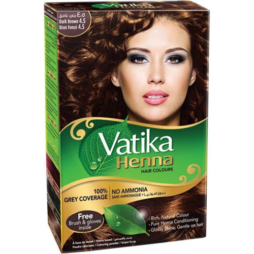 Dabur Vatika Naturals Henna Hair Colours - Dark Brown / Краска для Волос на Основе Натуральной Хны (Темно-Коричневый) 60 г