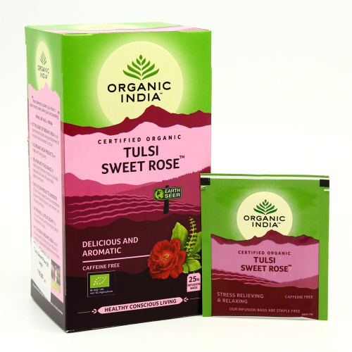 Organic India Tulsi Sweet Rose Tea / Органик Индия чай из сладкой розы и Тулси 25 Чайные пакетики фото 4